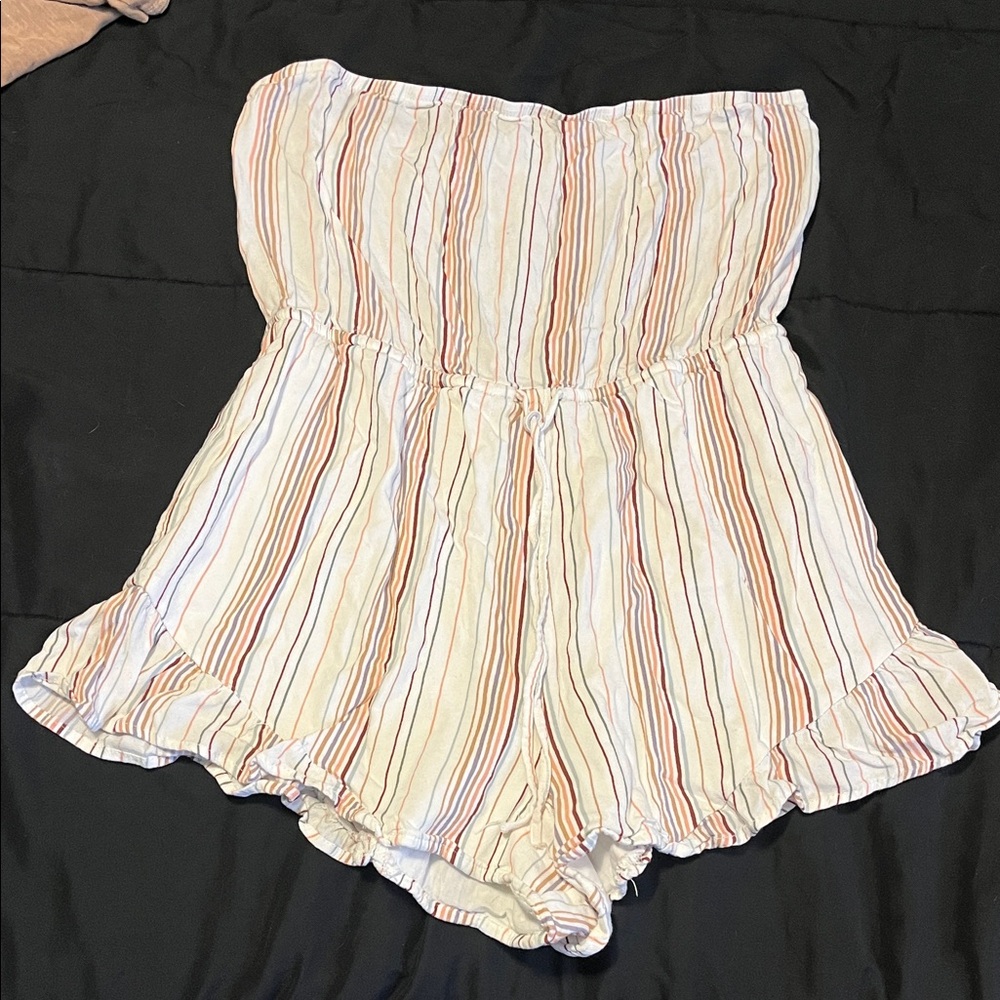 Striped Strapless Romper